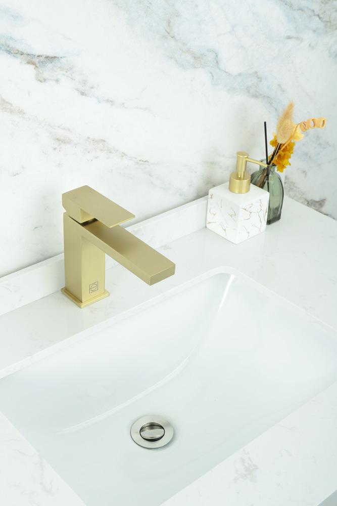 Elegant Furniture & Lighting - Jakob Single Hole Single Handle Bathroom Faucet in Brushed Gold - FAV-1001BGD veiw 2