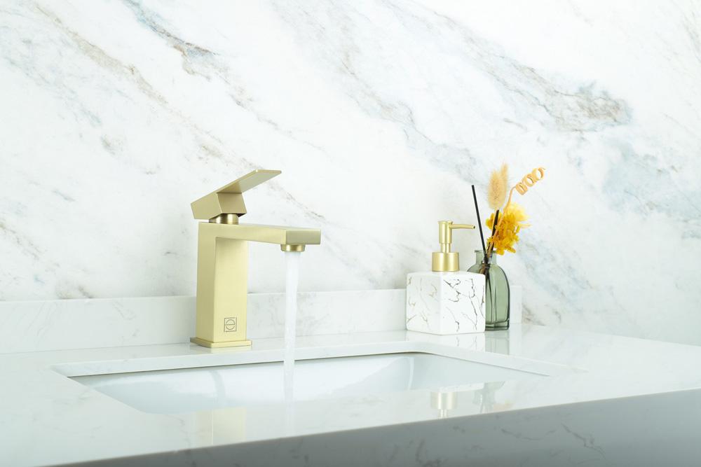 Elegant Furniture & Lighting - Jakob Single Hole Single Handle Bathroom Faucet in Brushed Gold - FAV-1001BGD veiw 3