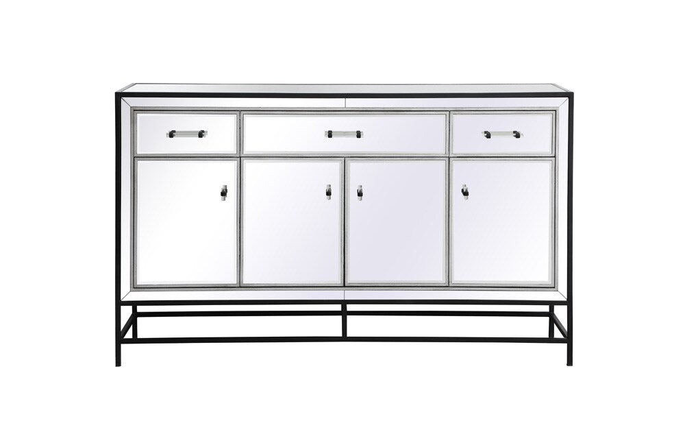 Elegant Furniture & Lighting - James 60 in. mirrored credenza in black - MF72060BK veiw 1