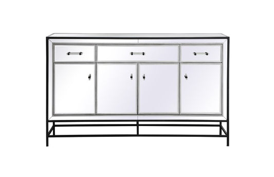 Elegant Furniture & Lighting - James 60 in. mirrored credenza in black - MF72060BK veiw 1
