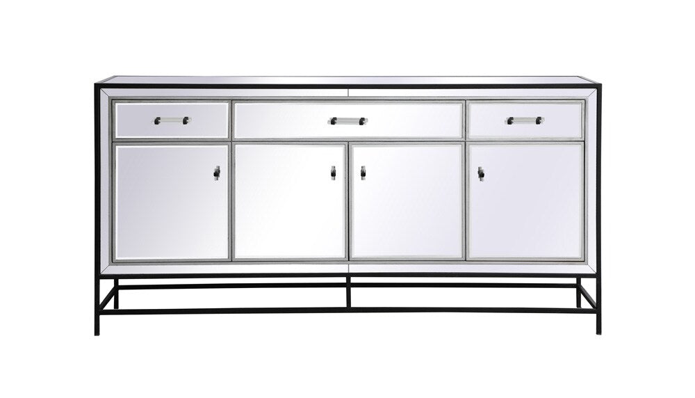 Elegant Furniture & Lighting - James 72 in. mirrored credenza in black - MF72072BK veiw 1