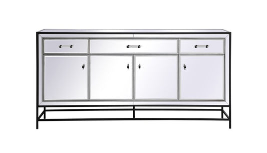 Elegant Furniture & Lighting - James 72 in. mirrored credenza in black - MF72072BK veiw 1