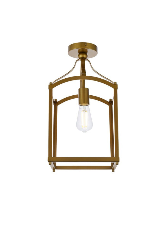 Elegant Furniture & Lighting - Janet 1 light flush mount in brass - LD7069F10BR veiw 1
