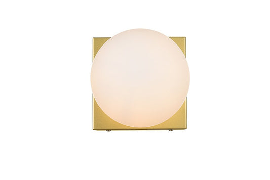 Elegant Furniture & Lighting - Jaylin 1 light Brass and frosted white Bath Sconce - LD7303W6BRA veiw 1