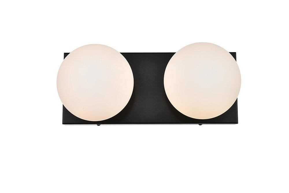 Elegant Furniture & Lighting - Jaylin 2 light Black and frosted white Bath Sconce - LD7303W14BLK veiw 1