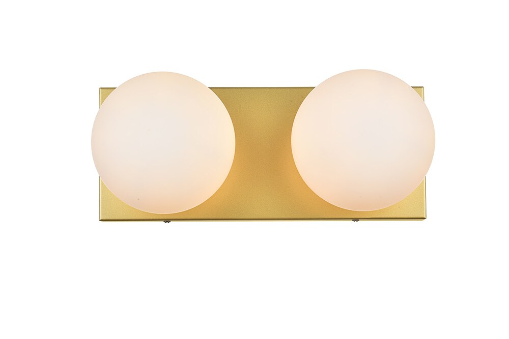 Elegant Furniture & Lighting - Jaylin 2 light Brass and frosted white Bath Sconce - LD7303W14BRA veiw 1