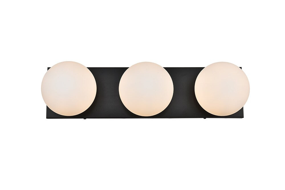 Elegant Furniture & Lighting - Jaylin 3 light Black and frosted white Bath Sconce - LD7303W22BLK veiw 1