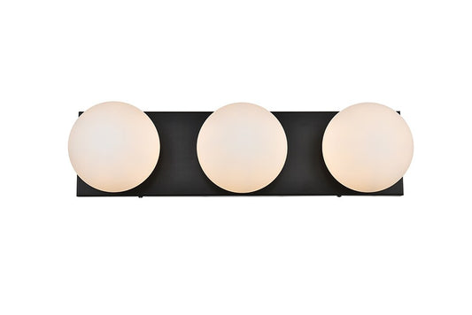Elegant Furniture & Lighting - Jaylin 3 light Black and frosted white Bath Sconce - LD7303W22BLK veiw 1