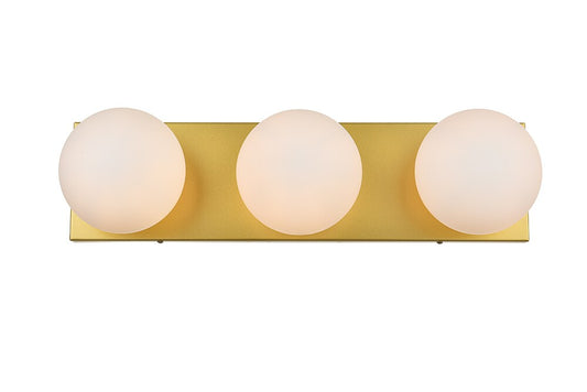 Elegant Furniture & Lighting - Jaylin 3 light Brass and frosted white Bath Sconce - LD7303W22BRA veiw 1
