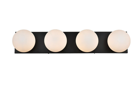 Elegant Furniture & Lighting - Jaylin 4 light Black and frosted white Bath Sconce - LD7303W31BLK veiw 1