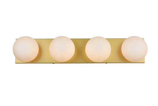 Elegant Furniture & Lighting - Jaylin 4 light Brass and frosted white Bath Sconce - LD7303W31BRA veiw 1