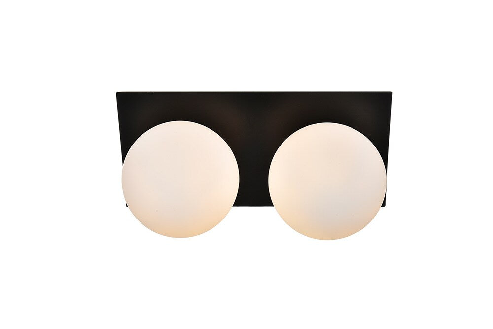 Elegant Furniture & Lighting - Jillian 2 light Black and frosted white Bath Sconce - LD7304W14BLK veiw 1