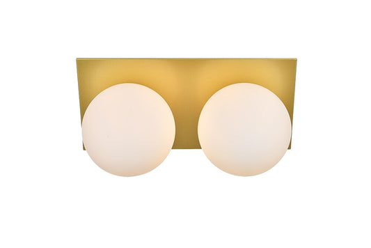 Elegant Furniture & Lighting - Jillian 2 light Brass and frosted white Bath Sconce - LD7304W14BRA veiw 1
