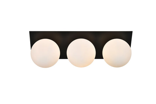 Elegant Furniture & Lighting - Jillian 3 light Black and frosted white Bath Sconce - LD7304W22BLK veiw 1
