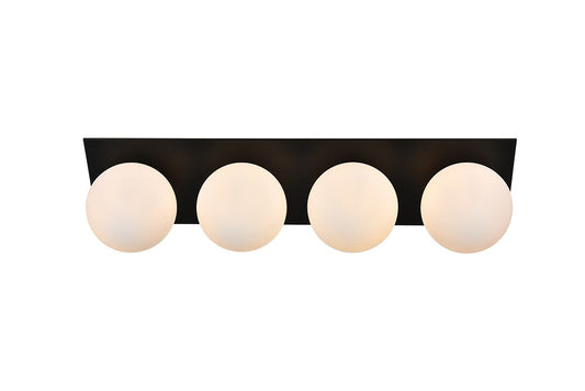 Elegant Furniture & Lighting - Jillian 4 light Black and frosted white Bath Sconce - LD7304W29BLK veiw 1