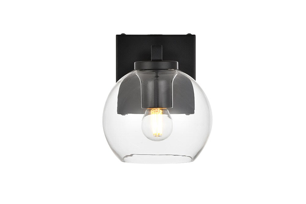 Elegant Furniture & Lighting - Juelz 1 light Black and Clear Bath Sconce - LD7311W6BLK veiw 1
