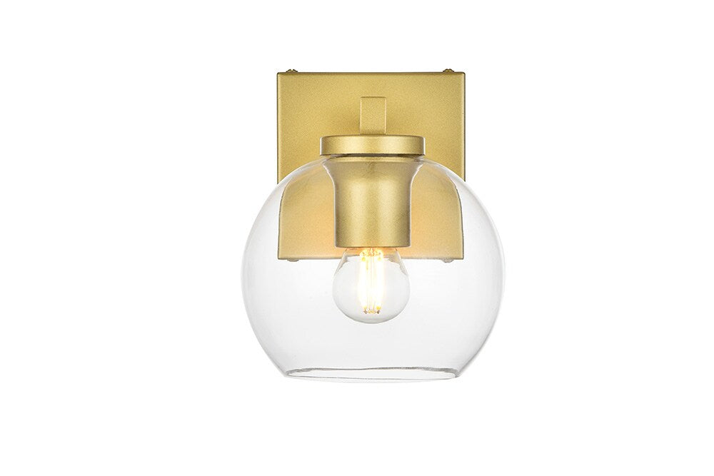 Elegant Furniture & Lighting - Juelz 1 light Brass and Clear Bath Sconce - LD7311W6BRA veiw 1