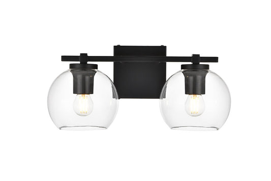 Elegant Furniture & Lighting - Juelz 2 light Black and Clear Bath Sconce - LD7311W15BLK veiw 1