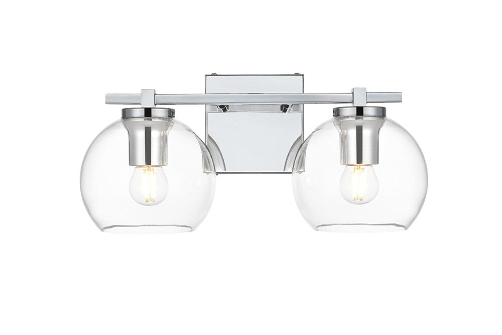 Elegant Furniture & Lighting - Juelz 2 light Chrome and Clear Bath Sconce - LD7311W15CH veiw 1