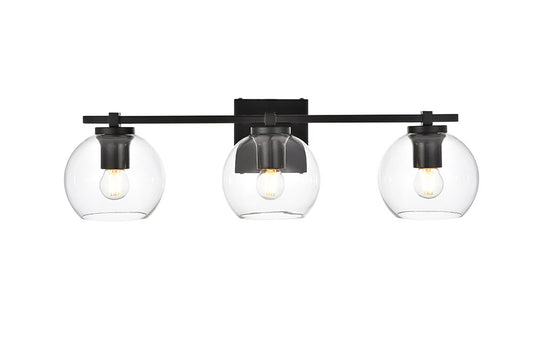 Elegant Furniture & Lighting - Juelz 3 light Black and Clear Bath Sconce - LD7311W24BLK veiw 1