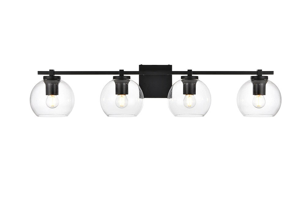 Elegant Furniture & Lighting - Juelz 4 light Black and Clear Bath Sconce - LD7311W34BLK veiw 1