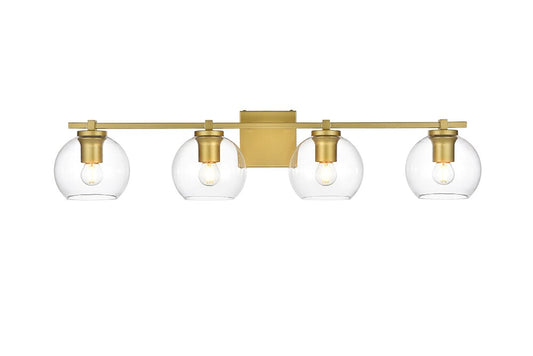 Elegant Furniture & Lighting - Juelz 4 light Brass and Clear Bath Sconce - LD7311W34BRA veiw 1