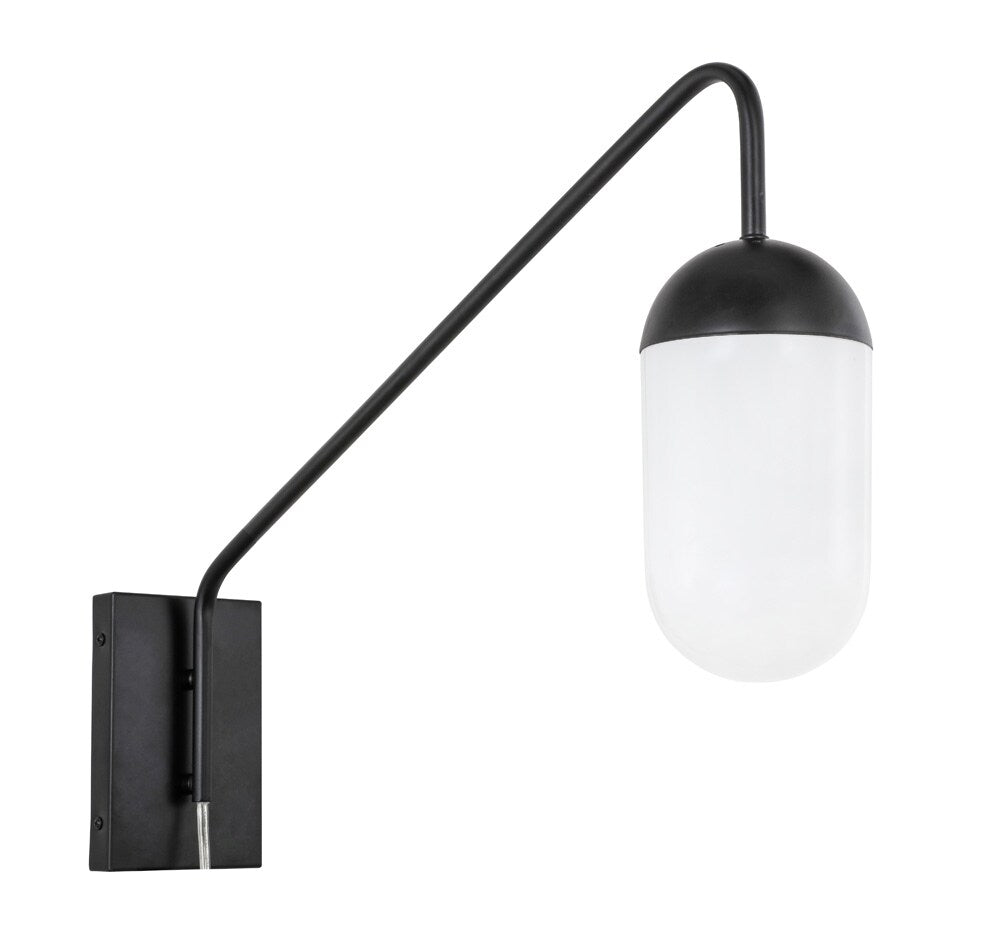 Elegant Furniture & Lighting - Kace 1 light Black and frosted white glass wall sconce - LD6175BK veiw 1