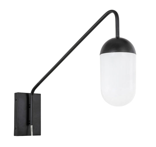 Elegant Furniture & Lighting - Kace 1 light Black and frosted white glass wall sconce - LD6175BK veiw 1