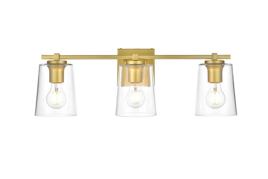 Elegant Furniture & Lighting - Kacey 3 light Brass and Clear Bath Sconce - LD7310W23BRA_CLOSEOUT