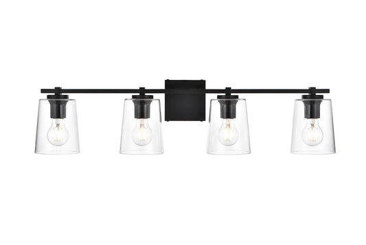 Elegant Furniture & Lighting - Kacey 4 light Black and Clear Bath Sconce - LD7310W33BLK veiw 1