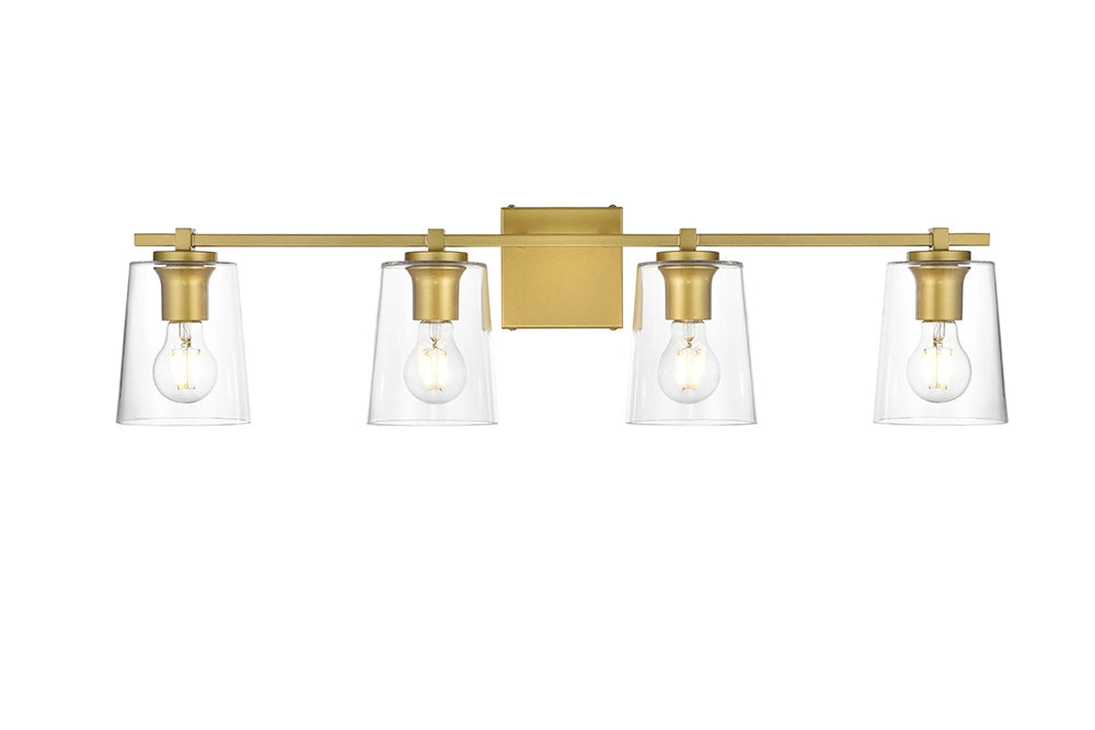 Elegant Furniture & Lighting - Kacey 4 light Brass and Clear Bath Sconce - LD7310W33BRA_CLOSEOUT