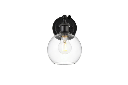 Elegant Furniture & Lighting - Kai 1 light Black and Clear Bath Sconce - LD7325W6BLK veiw 1