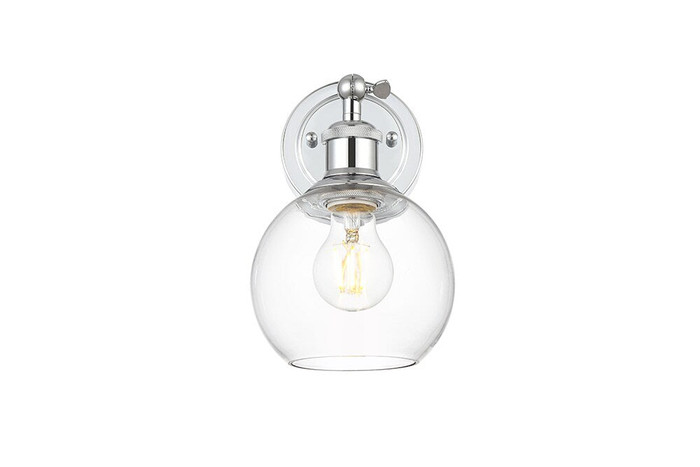 Elegant Furniture & Lighting - Kai 1 light Chrome and Clear Bath Sconce - LD7325W6CH veiw 1