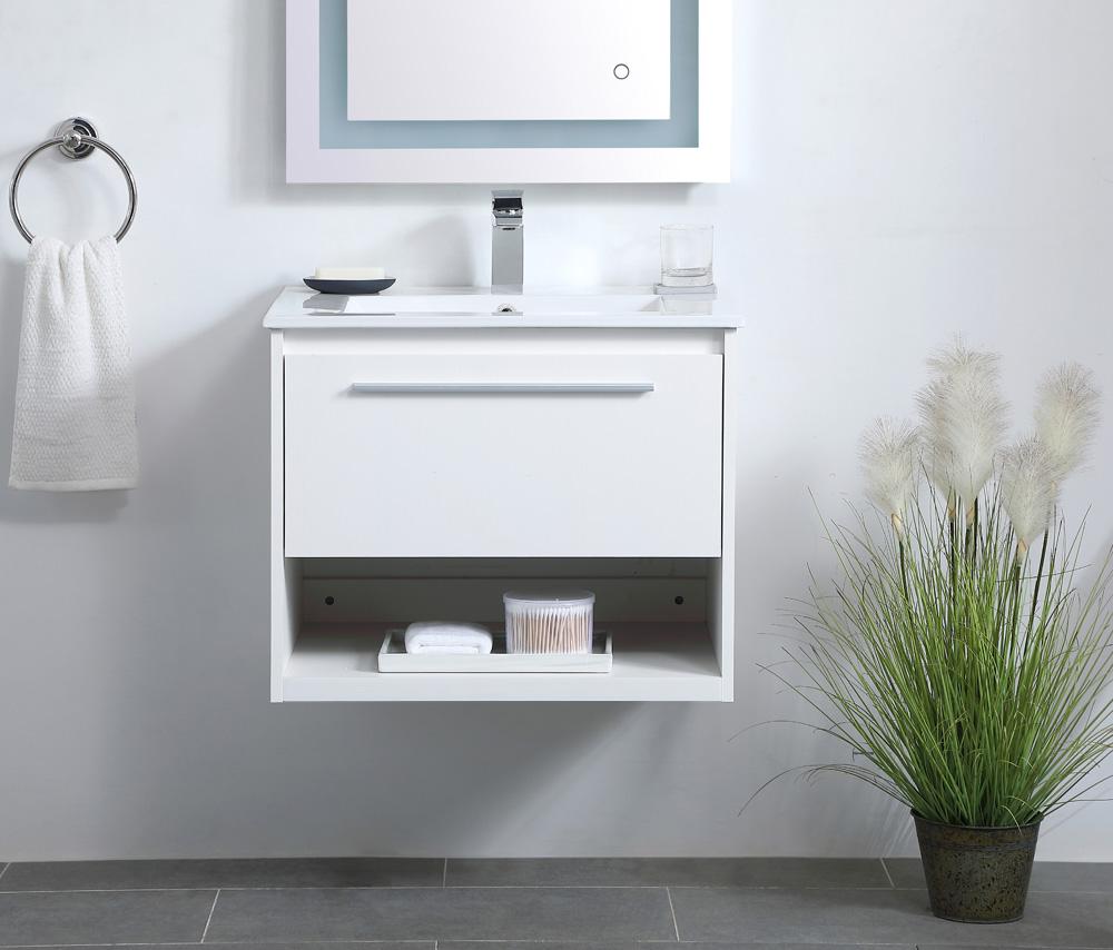 Elegant Furniture & Lighting - Kasper 24 inch Single Bathroom Floating Vanity in White - VF43024WH veiw 2