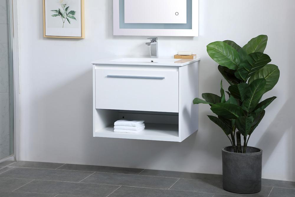 Elegant Furniture & Lighting - Kasper 24 inch Single Bathroom Floating Vanity in White - VF43024WH veiw 3