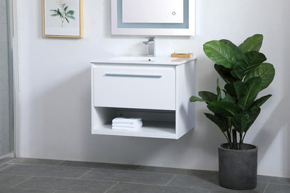 Elegant Furniture & Lighting - Kasper 24 inch Single Bathroom Floating Vanity in White - VF43024WH veiw 3