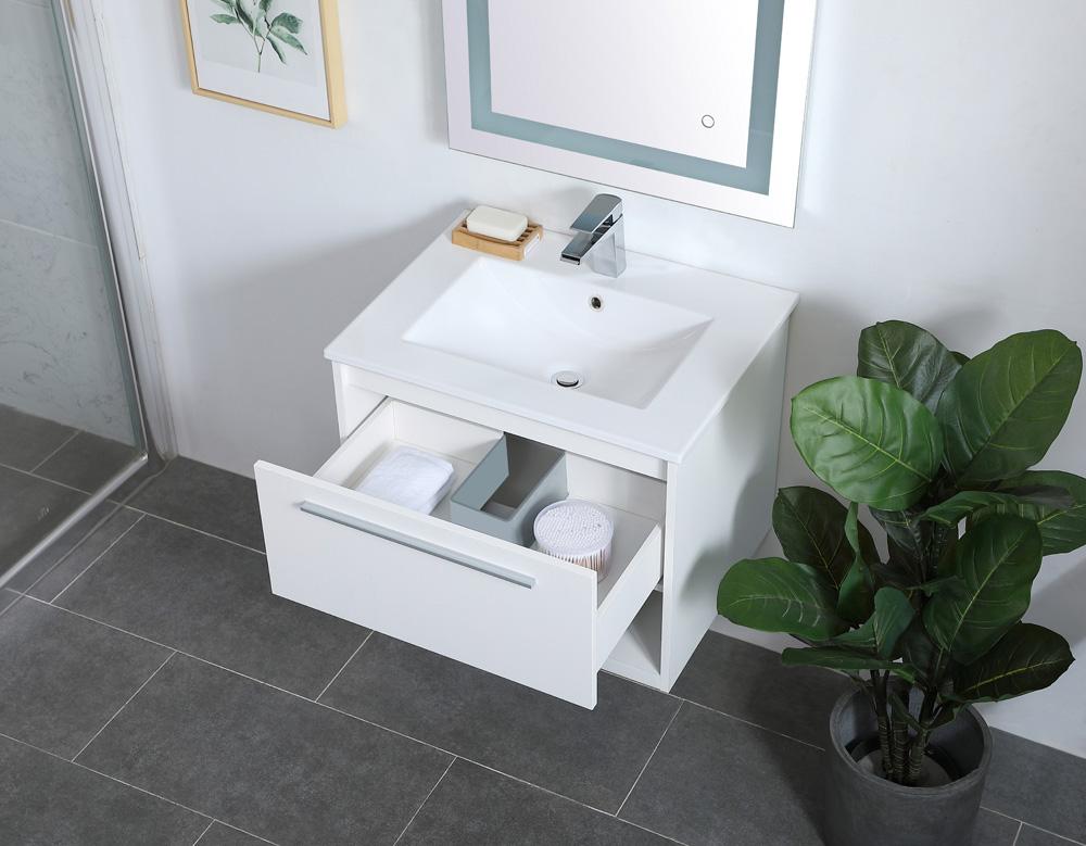 Elegant Furniture & Lighting - Kasper 24 inch Single Bathroom Floating Vanity in White - VF43024WH veiw 4