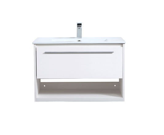 Elegant Furniture & Lighting - Kasper 30 inch Single Bathroom Floating Vanity in White - VF43030WH veiw 1