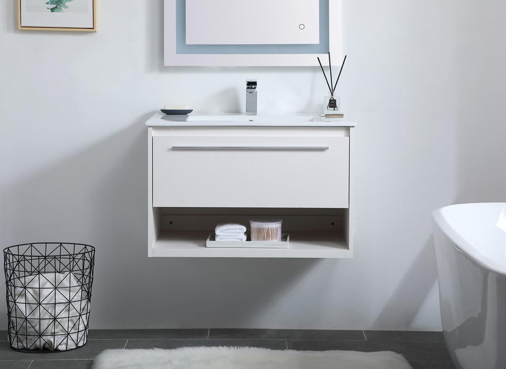 Elegant Furniture & Lighting - Kasper 30 inch Single Bathroom Floating Vanity in White - VF43030WH veiw 2