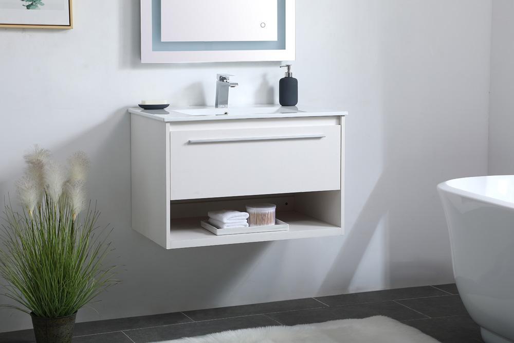 Elegant Furniture & Lighting - Kasper 30 inch Single Bathroom Floating Vanity in White - VF43030WH veiw 3