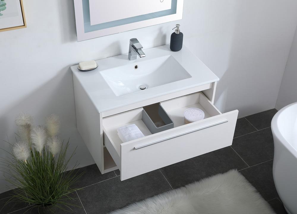 Elegant Furniture & Lighting - Kasper 30 inch Single Bathroom Floating Vanity in White - VF43030WH veiw 4
