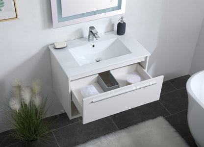 Elegant Furniture & Lighting - Kasper 30 inch Single Bathroom Floating Vanity in White - VF43030WH veiw 4