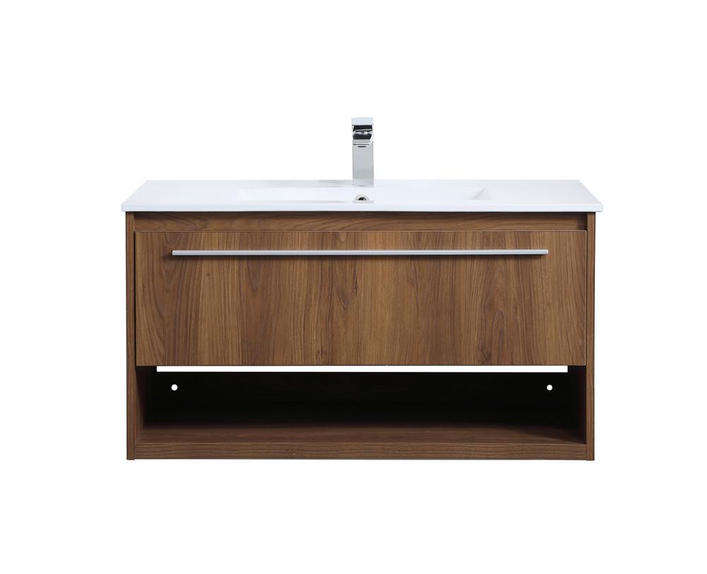 Elegant Furniture & Lighting - Kasper 36 inch Single Bathroom Floating Vanity in Walnut Brown - VF43036WB veiw 1