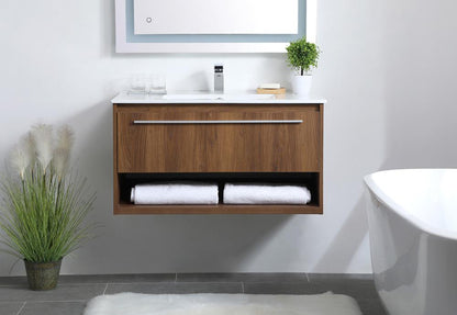 Elegant Furniture & Lighting - Kasper 36 inch Single Bathroom Floating Vanity in Walnut Brown - VF43036WB veiw 2