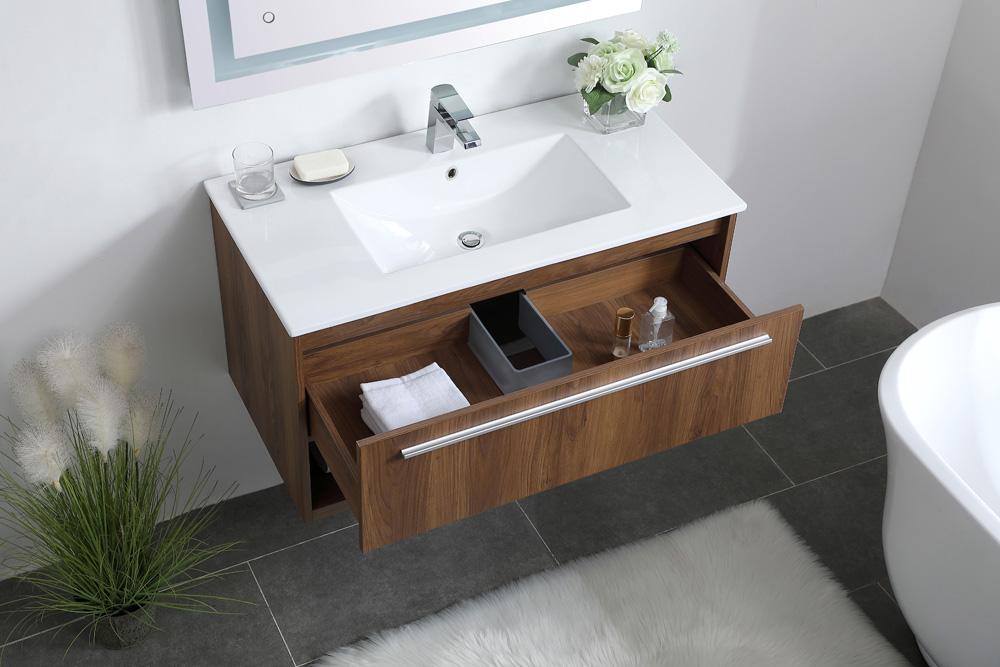 Elegant Furniture & Lighting - Kasper 36 inch Single Bathroom Floating Vanity in Walnut Brown - VF43036WB veiw 5