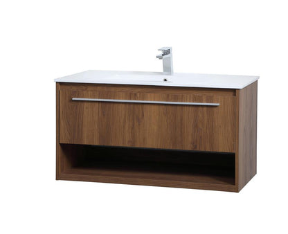 Elegant Furniture & Lighting - Kasper 36 inch Single Bathroom Floating Vanity in Walnut Brown - VF43036WB veiw 8