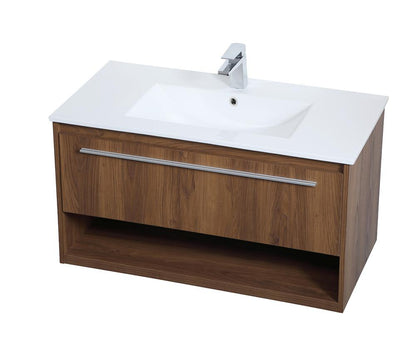 Elegant Furniture & Lighting - Kasper 36 inch Single Bathroom Floating Vanity in Walnut Brown - VF43036WB veiw 9