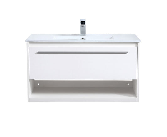 Elegant Furniture & Lighting - Kasper 36 inch Single Bathroom Floating Vanity in White - VF43036WH veiw 1