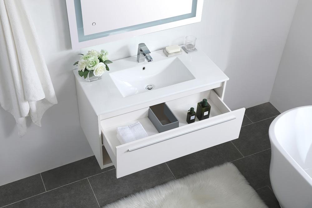 Elegant Furniture & Lighting - Kasper 36 inch Single Bathroom Floating Vanity in White - VF43036WH veiw 4