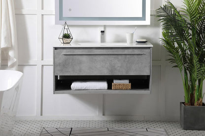 Elegant Furniture & Lighting - Kasper 40 inch Single Bathroom Floating Vanity in Concrete Grey - VF43040CG veiw 2